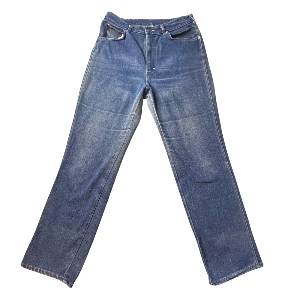 Vintage Lee Jeans Womens 34 Blue Rider Straight Leg High Rise Made USA 90s 80s
